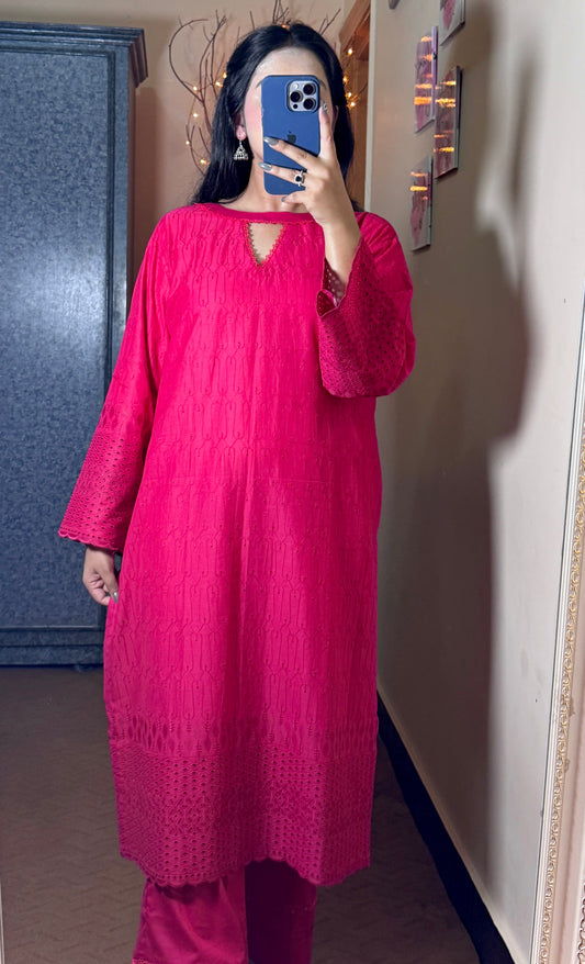 Fuchsia Bloom 2PC Chikankari Set